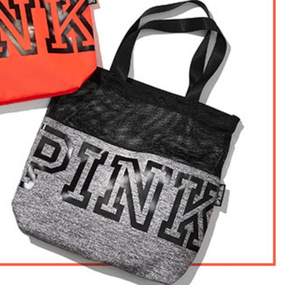 Vs Victoria's secret pink grey mesh tote bag New - Picture 2 of 3